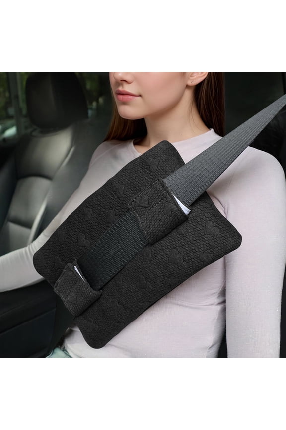 Seatbelt Pillows Cushion for Post Surgery, Heart Surgery Recovery Support Cushion with Pocket for Hot Cold Pack for Breast Cancer, C Section, Chemo Patients,Mastectomy, Hysterectomy, 10.2in, Black