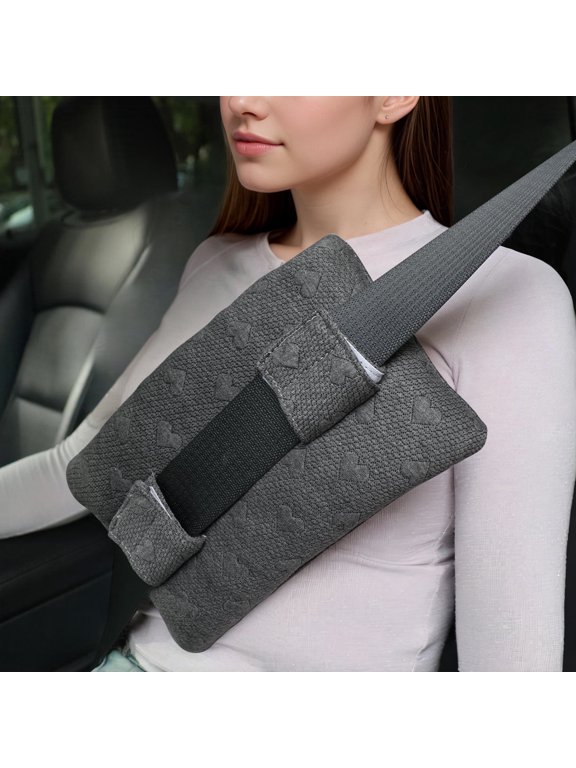 Seatbelt Pillows Cushion for Post Surgery, Heart Surgery Recovery Support Cushion with Pocket for Hot Cold Pack for Breast Cancer, C Section, Chemo Patients,Mastectomy, Hysterectomy, 10.2in, Gray