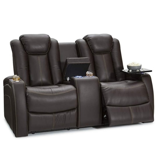 Seatcraft Omega Loveseat Leather Gel, Powered Headrest, Power Recline, Brown