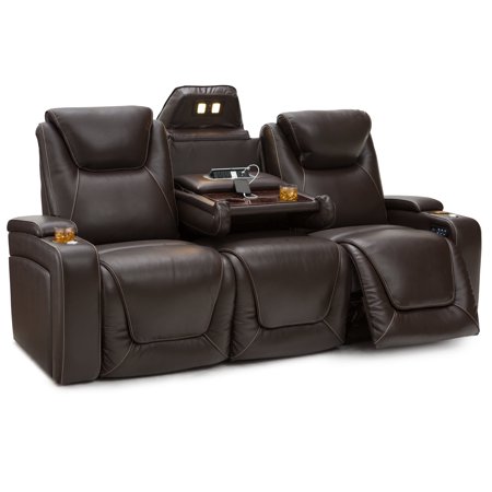 Seatcraft Vienna Italian Leather Sofa, Powered Headrest, Powered Lumbar. Power Recline, Brown
