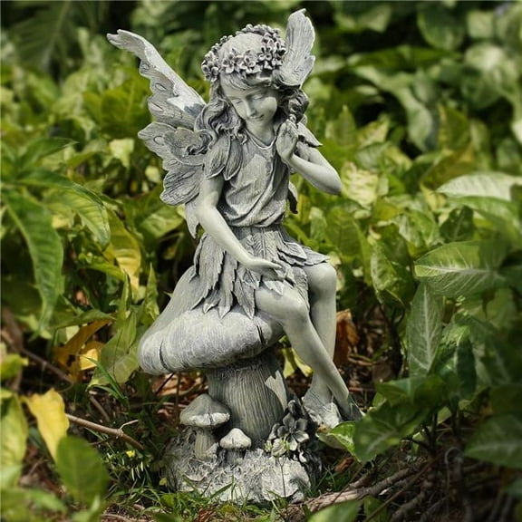 Seated Angel on Mushroom Garden Statue
