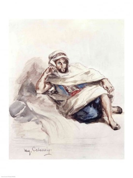 Seated Arab Canvas Art - Eugene Delacroix (18 x 24)