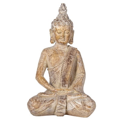 Seated Buddha Statue Buddhism Thai Meditating Open Hands Home and Garden Decorative Sculpture Spiritual Collectibles Figurine 9" Tall