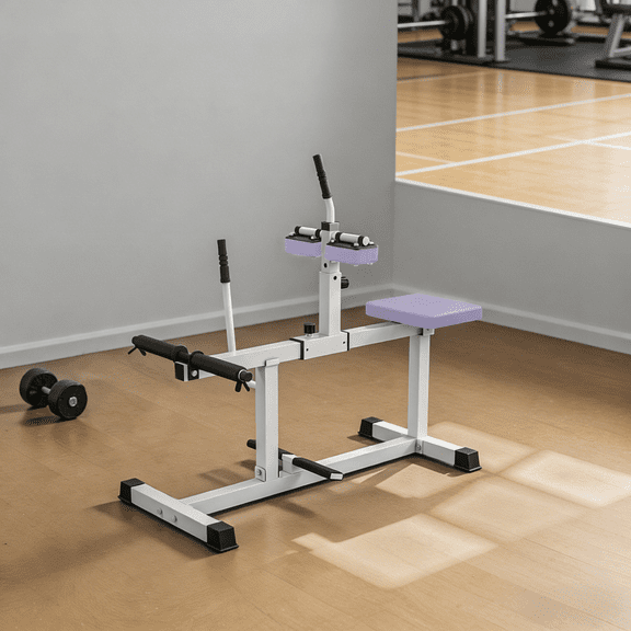 Seated Calf Raise Machine Adjustable Leg Press Strength Training Gym Equipment for Home Gym Commercial Use with Dual Olympic Weight Posts 440 LB Capacity Purple Color Steel Frame