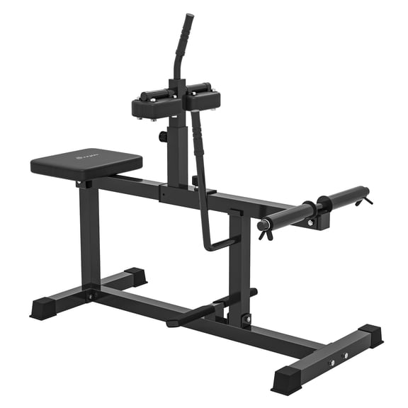 Seated Calf Raise Machine, Adjustable Steel Leg Extension Equipment, Gym Strength Training, Black