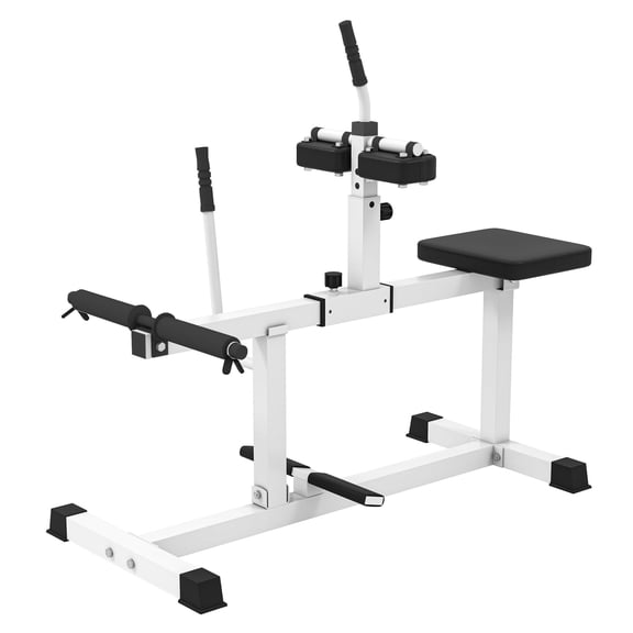 Seated Calf Raise Machine - Adjustable Steel Leg Extension Exercise Equipment - Strength Training Gym Equipment - White