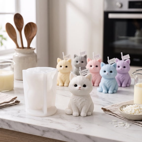 Seated Cat Silicone Mold for Candle Soap Resin Chocolate Handmade Craft