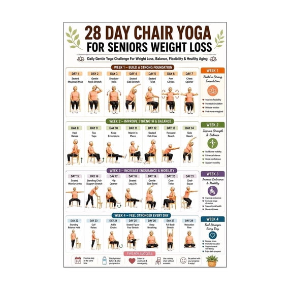 Hvac Reference Guide Seated Chair Yoga Poster For Seniors Daily Mobility Guide poster ...