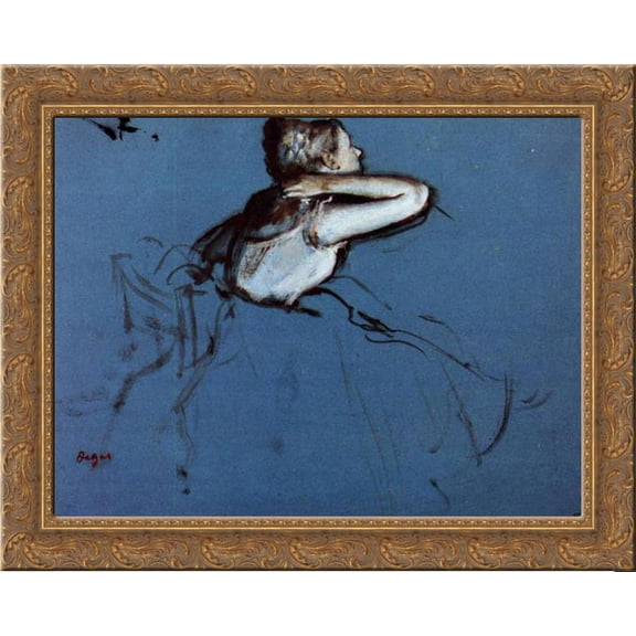 Seated Dancer in Profile 24x20 Gold Ornate Wood Framed Canvas Art by Edgar Degas