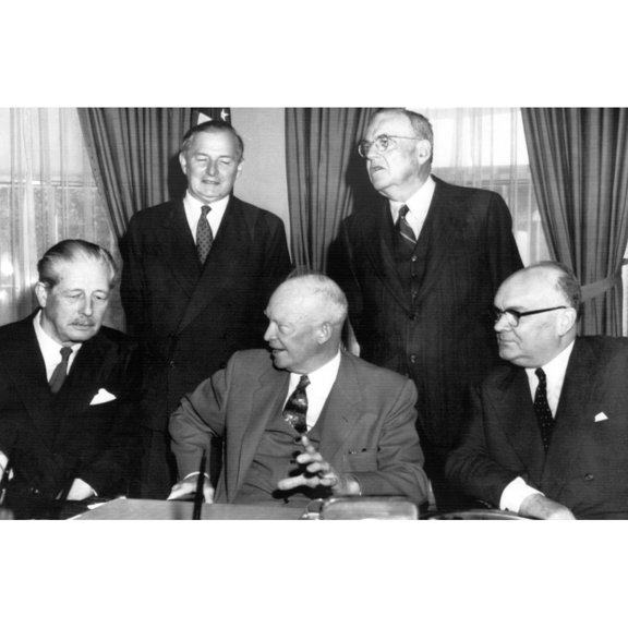 Seated L-R British Prime Minister Harold Macmillan History (36 x 24)