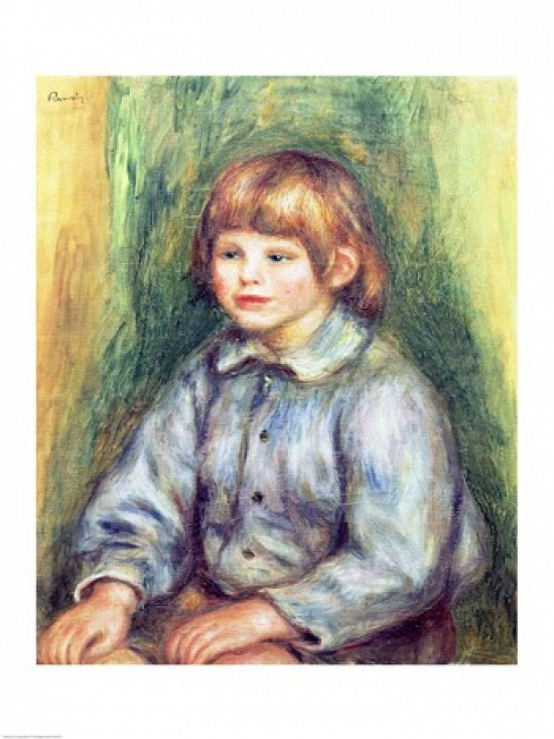 Seated Portrait of Claude Renoir Canvas Art - Pierre-Auguste Renoir (18 x 24)