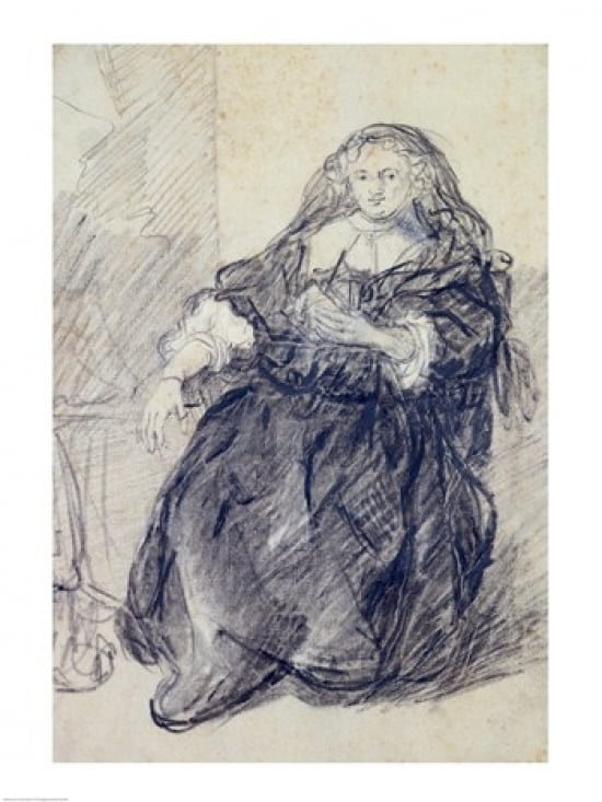 Seated Saskia with a letter in her left hand Canvas Art - Rembrandt van Rijn (18 x 24)