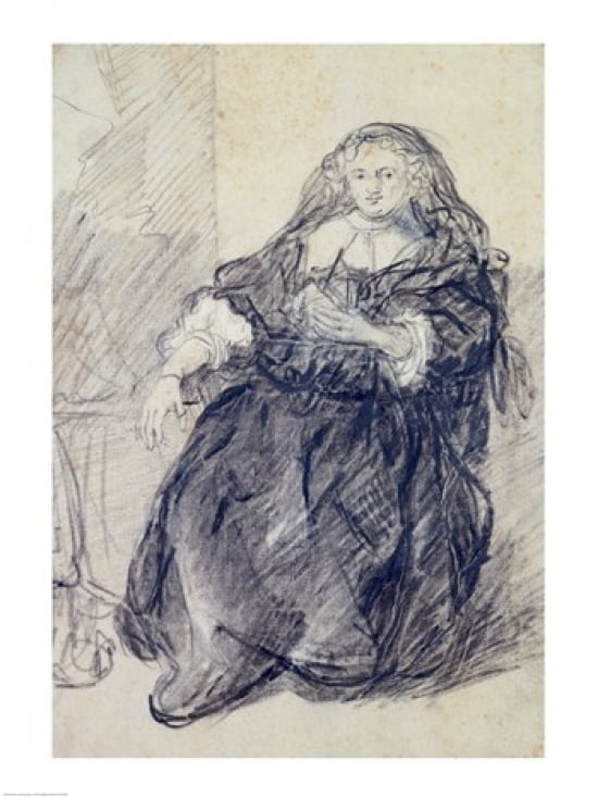 Seated Saskia with a letter in her left hand Canvas Art - Rembrandt van Rijn (24 x 36)
