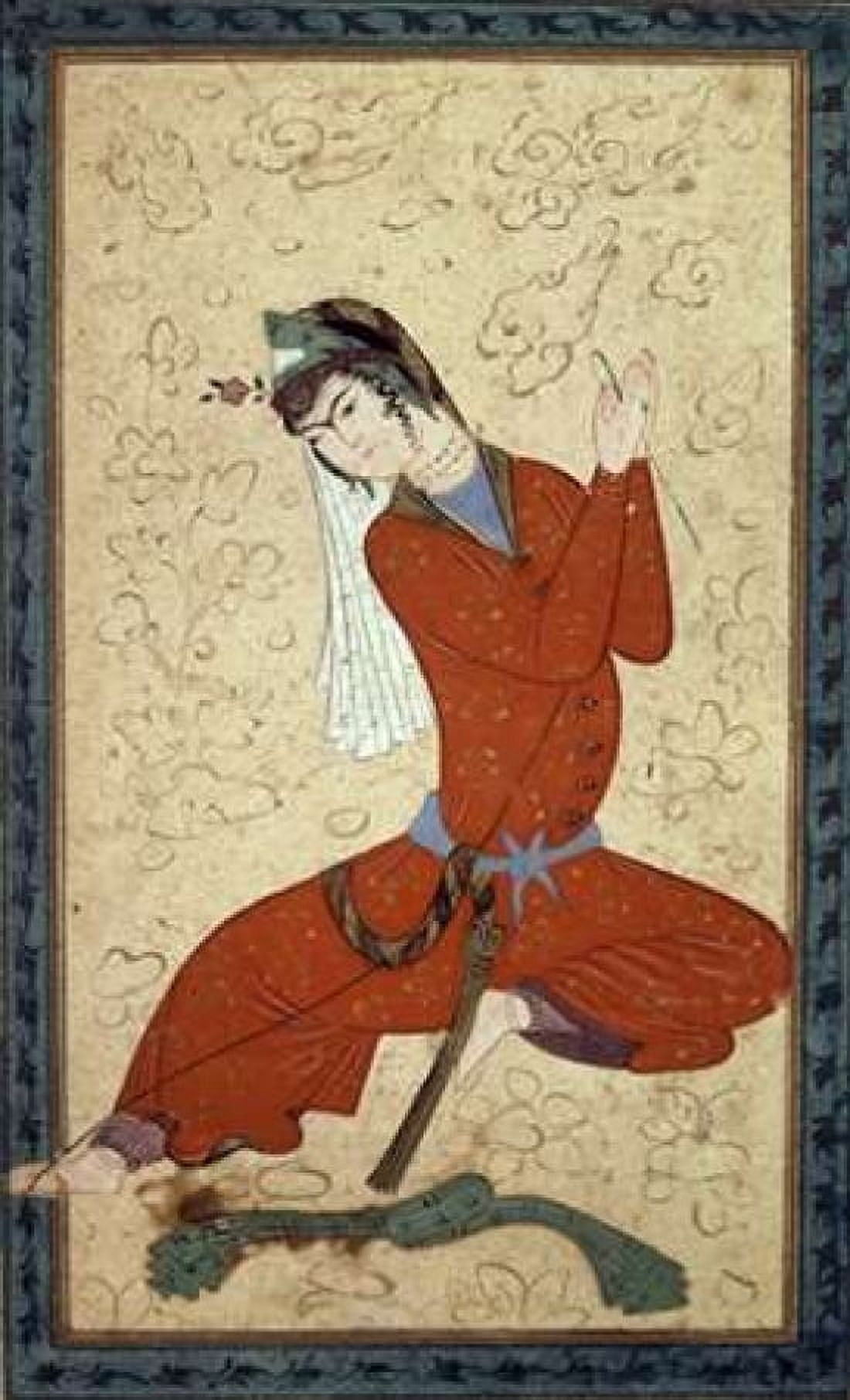Seated Woman at Rest Canvas Art - Shah Abbas School (12 x 18)