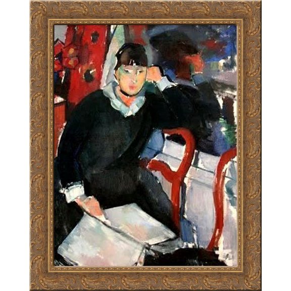 Seated woman 24x20 Gold Ornate Wood Framed Canvas Art by Rik Wouters