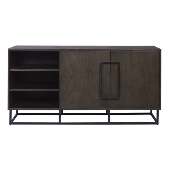 Elk Home Seaton 2-Door Wood Credenza with Adjustable Shelves and Black Metal Base