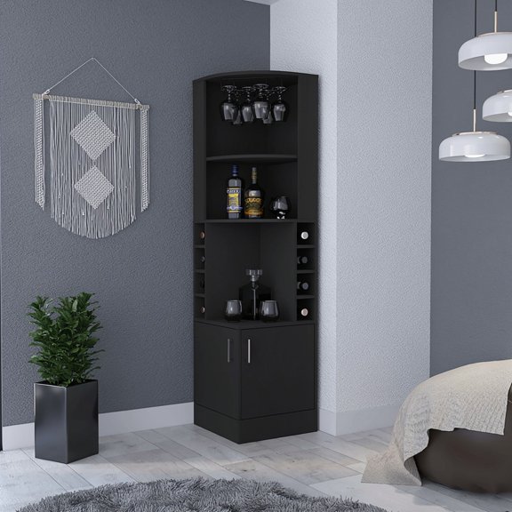 Seattle Bar Cabinet, Eight Bottle Cubbies, Two Large Open Shelves