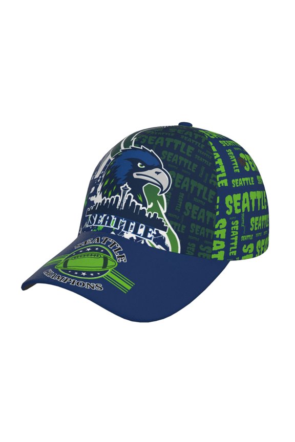 Seattle Baseball Cap Men Women Splash Print Adjustable Baseball Hat Game Day for Fans Gift