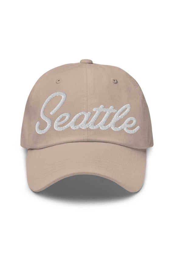Seattle Baseball Cap Seattle Dad Hat Bold Script California CA Hat Embroidered Souvenir Gift Stone