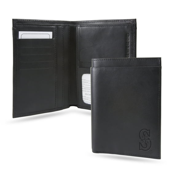 Seattle Baseball Mariners Black Leather Traveling RFID Blocking Wallet - 14 total slots/pockets