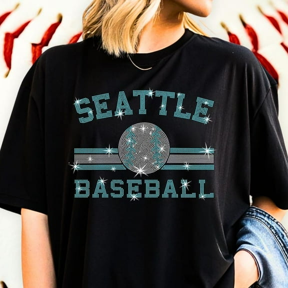 Seattle Baseball Rhinestone T-Shirt: Soft Cotton Game Day Tee