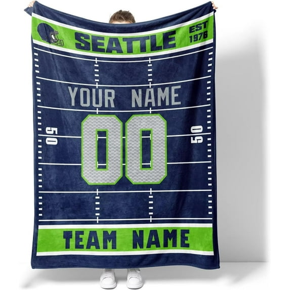 Seattle Blanket for Men Women Boy Gifts Custom Name and Number Throw Blanket