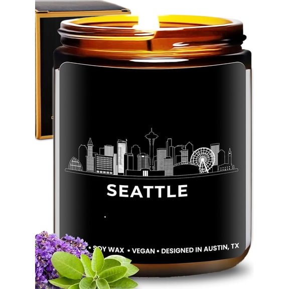 Seattle Candle, Thoughtful Themed Gifts for Men & Women, Unique Skyline and City Souvenirs Ideas Her, Best Sentimental Moving Away, Ideal Birthday, Christmas, Gift-Ready