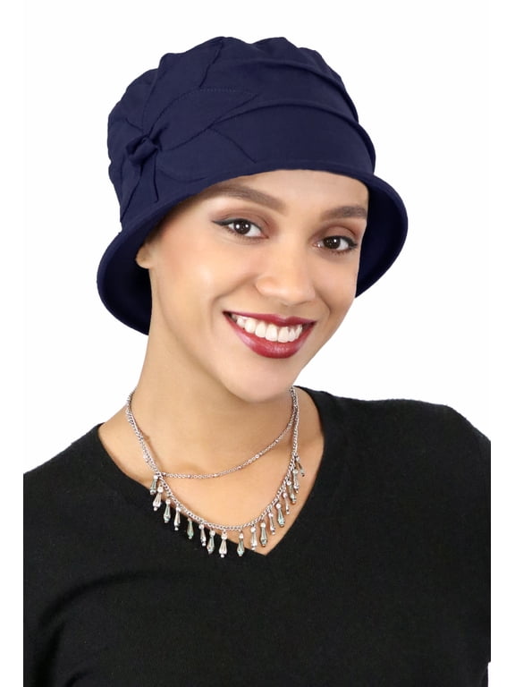 Seattle Chic Combed Cotton Cloche Hat for Women (Navy)