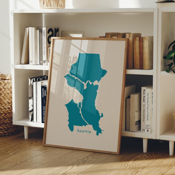 Seattle City Map Wall Art Minimalist Seattle Map Poster Urban , Poster Print Only