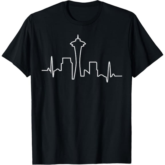 Seattle City Skyline Heartbeat | Funny Seattle T-Shirt