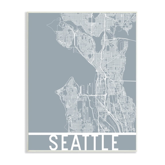 Seattle City Street Map Geometric Transportation Grid Washington 10 in x 15 in Framed Drawing Art Print, by Stupell Home Décor