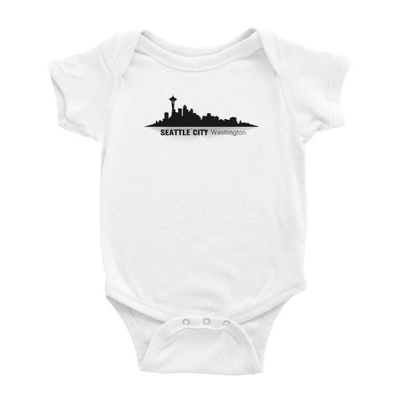 Seattle City Washington Silhouette Cute Baby Clothing Bodysuits Boy Girl Unisex
