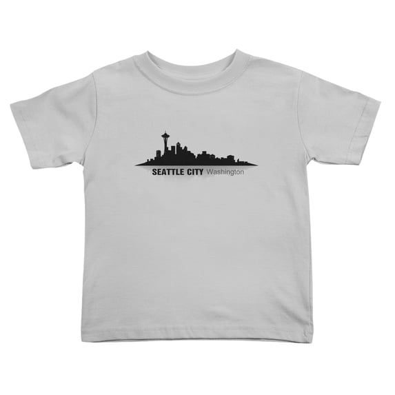 Seattle City Washington Silhouette Cute Toddler Tshirts for Boys Girls (Gray, 4T)