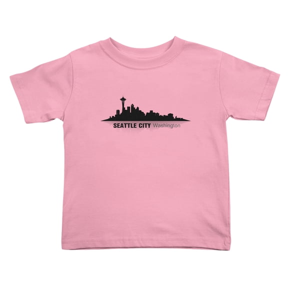 Seattle City Washington Silhouette Cute Toddler Tshirts for Boys Girls (Pink, Youth XL)