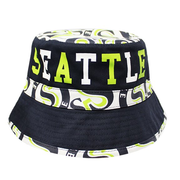 Seattle Custom Print City Name Bucket Hat (Navy/Lime)