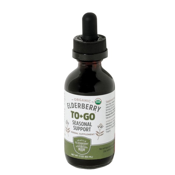 Seattle Elderberry To-Go Seasonal Support – Delicious, Vegan, Gluten-Free Herbal Supplement Tincture with Potent Allergy Benefits Made from Only Organic Ingredients in Small Batches in the USA - 2oz