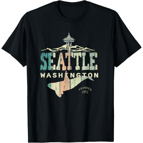 Seattle Emerald City Space Needle Distressed Souvenir TShirt T-Shirt