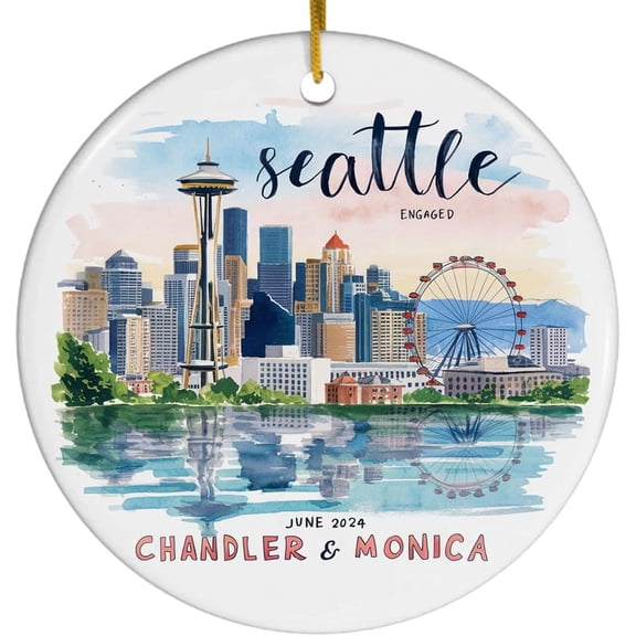 Seattle Engagement Ornament, Seattle Ornament, Engagement Ornaments, Engagement Custom Gift, Engagement Gift, Seattle Souvenir, Seattle Gift gGa3dY