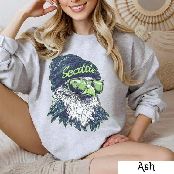 Seattle Football Crewneck Sweatshirt, Vintage Sports Fan Apparel, Trendy Game Day Gift,Ash Grey color,size L