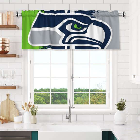Seattle Football Team Blackout Curtain Valance 54x18in, Decorative Curtains for Kitchen, Bedroom, Living Room, Football Fan Home Decor