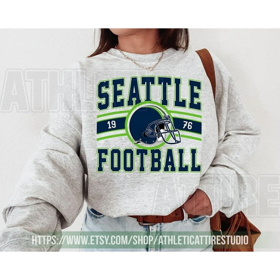 Seattle Football Vintage Sweatshirt, Seahawk Football Crewneck Sweatshirt