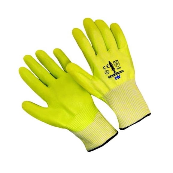 Seattle Glove HV-L Hivis Hppe Liner with Nitrile Palm Coating Glove- Large - Pack of 12
