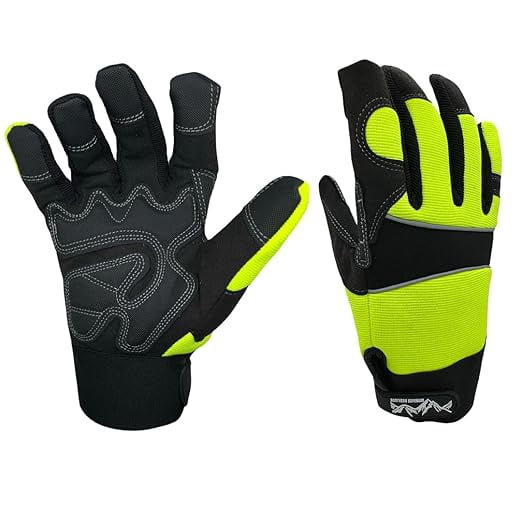 Seattle Glove HVGMC20-XL High Visibility Green and Black Synthetic Leather Mechanic Gloves, Foam Padding, Adjustable Velcro Closure, Size X-Large, 1 Pair