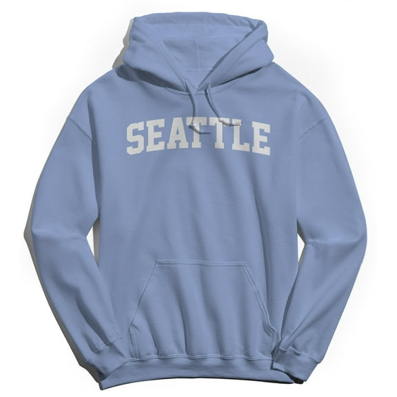 Seattle Graphic Light Blue Men's Cotton Pullover Hoodie