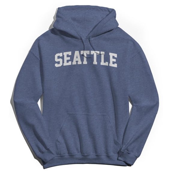 Seattle Graphic Navy Heather Men's Cotton Pullover Hoodie