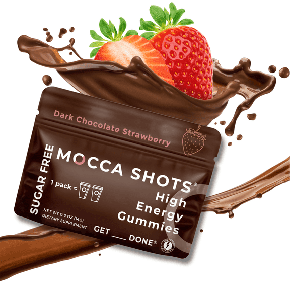 Seattle Gummy Company, Sugar Free Mocca Shots, Caffeine Kick Gummies, 12-Pack, Dark Chocolate Strawberry