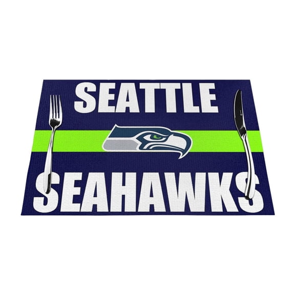 Seattle Heat Resistant Placemats Set of 4, Washable PVC Table Mats, Football Team Theme Fan Home Decor Kitchen Dining Table, Non-slip, Stain Resistant, Easy to Clean, Gift