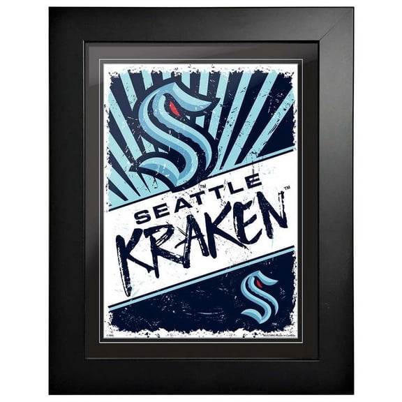 Seattle Kraken 12'' x 16'' Team Framed Artwork