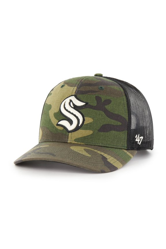 Men's '47 Camo/Black Seattle Kraken Trucker Snapback Hat
