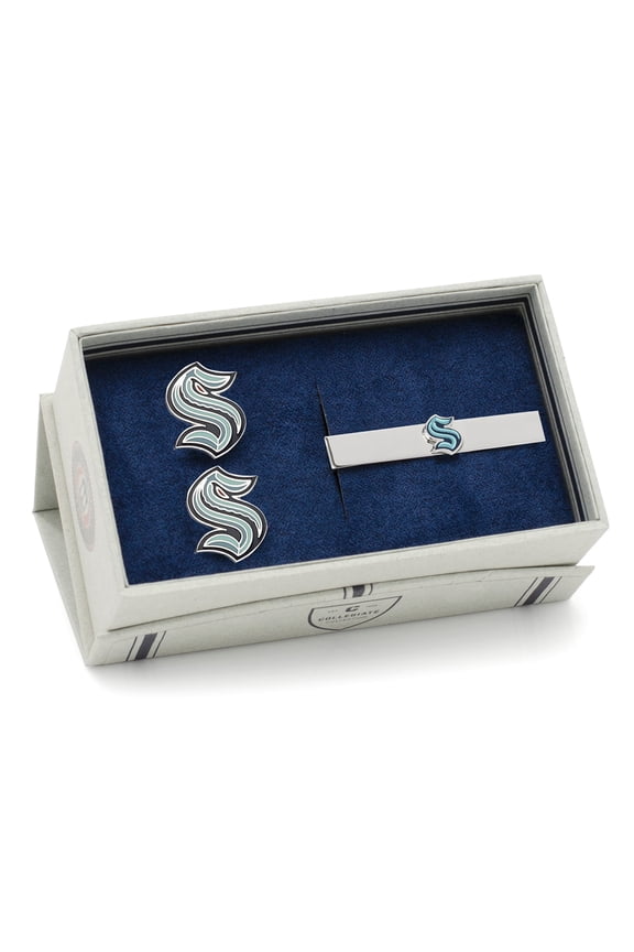 Seattle Kraken Cufflinks & Tie Bar Gift Set